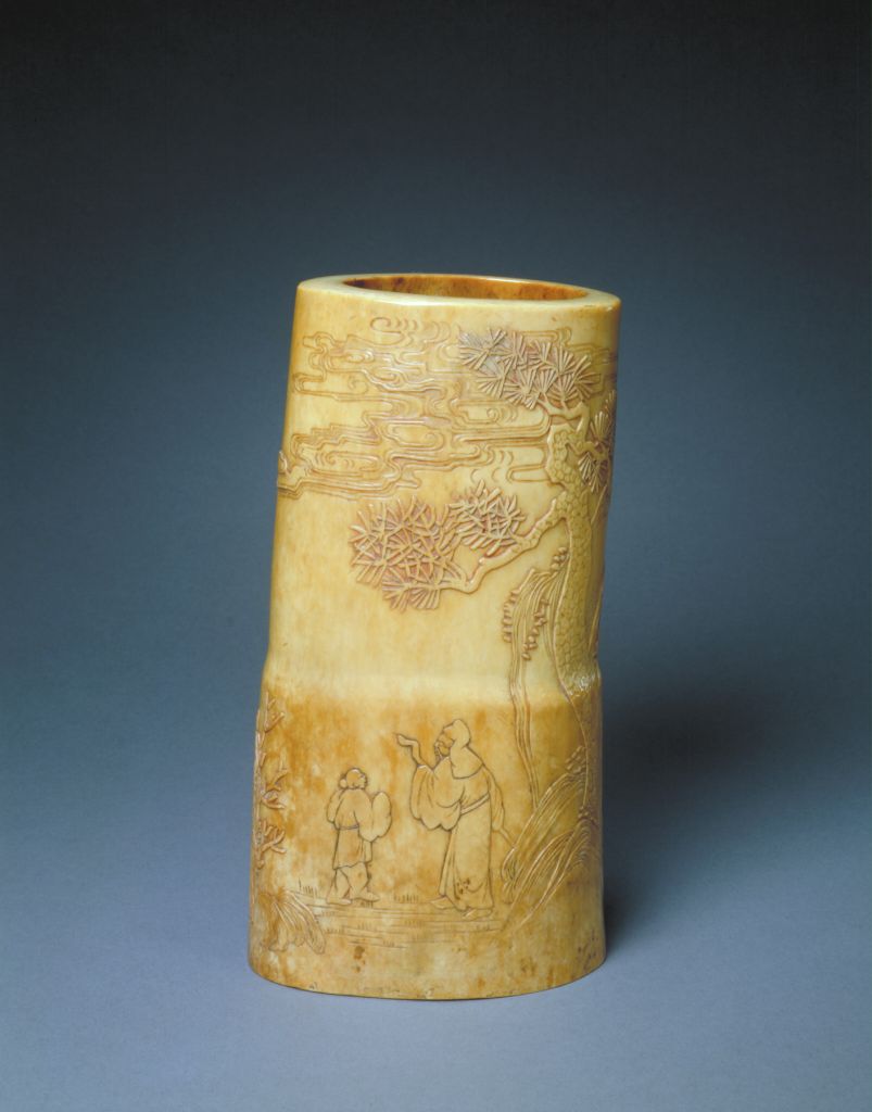 图片[1]-Ivory carved pine-shade cudgel drawing pen holder-China Archive